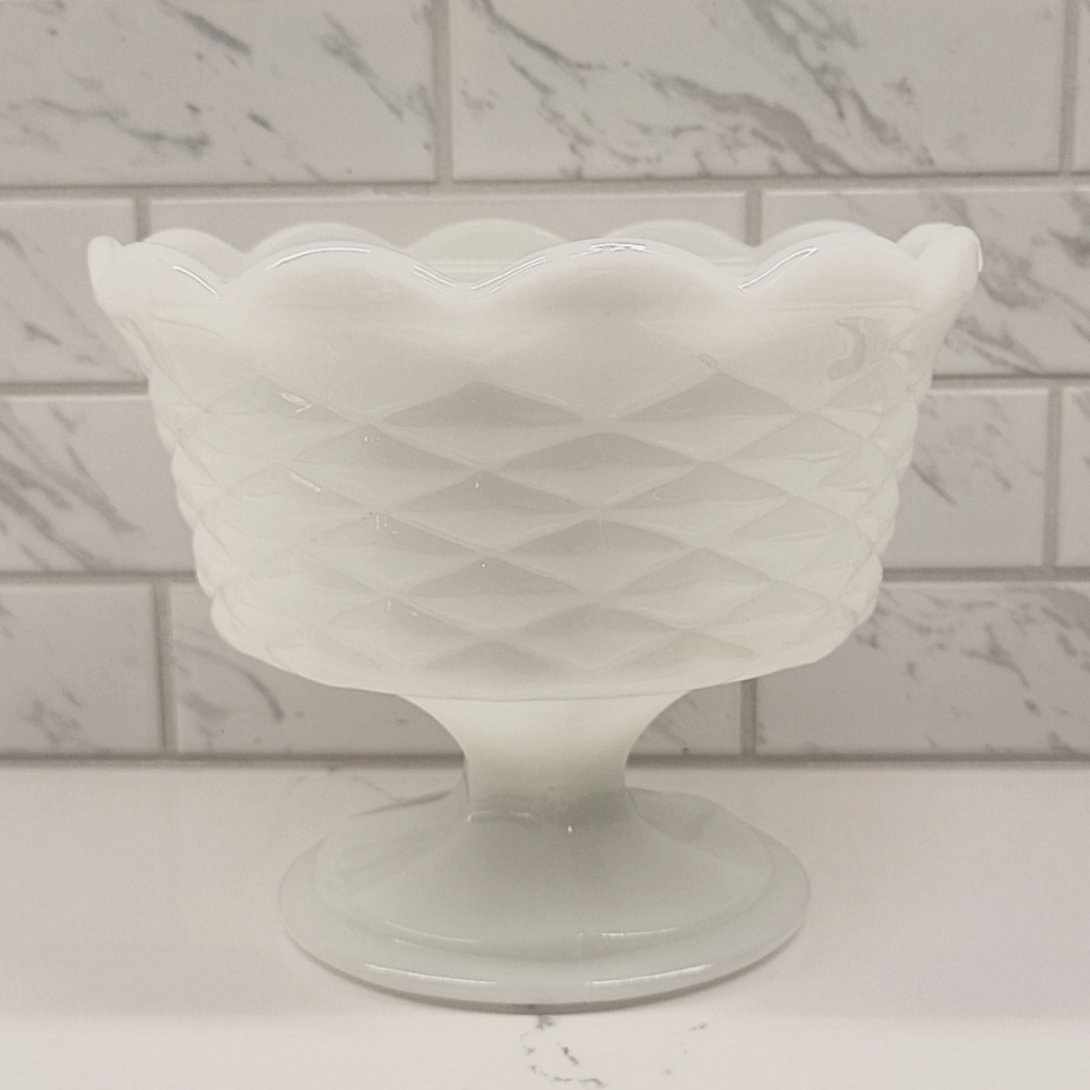Vintage Milk Glass Pedestal Planter